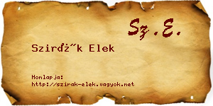 Szirák Elek névjegykártya